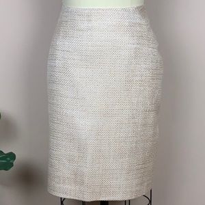 ✨HP!✨ Ann Taylor Gold Shimmer Tweed Pencil Skirt 10 Petite